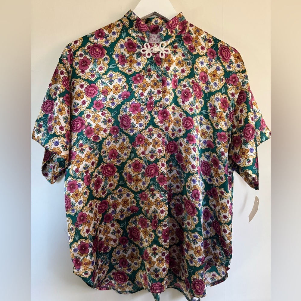 Violets & Roses Floral Satin Style blouse - Picture 9 of 9
